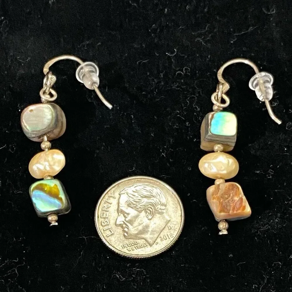 AJJ Sterling 1 3/4” Dangles with Tiger eye & Turquoue beads